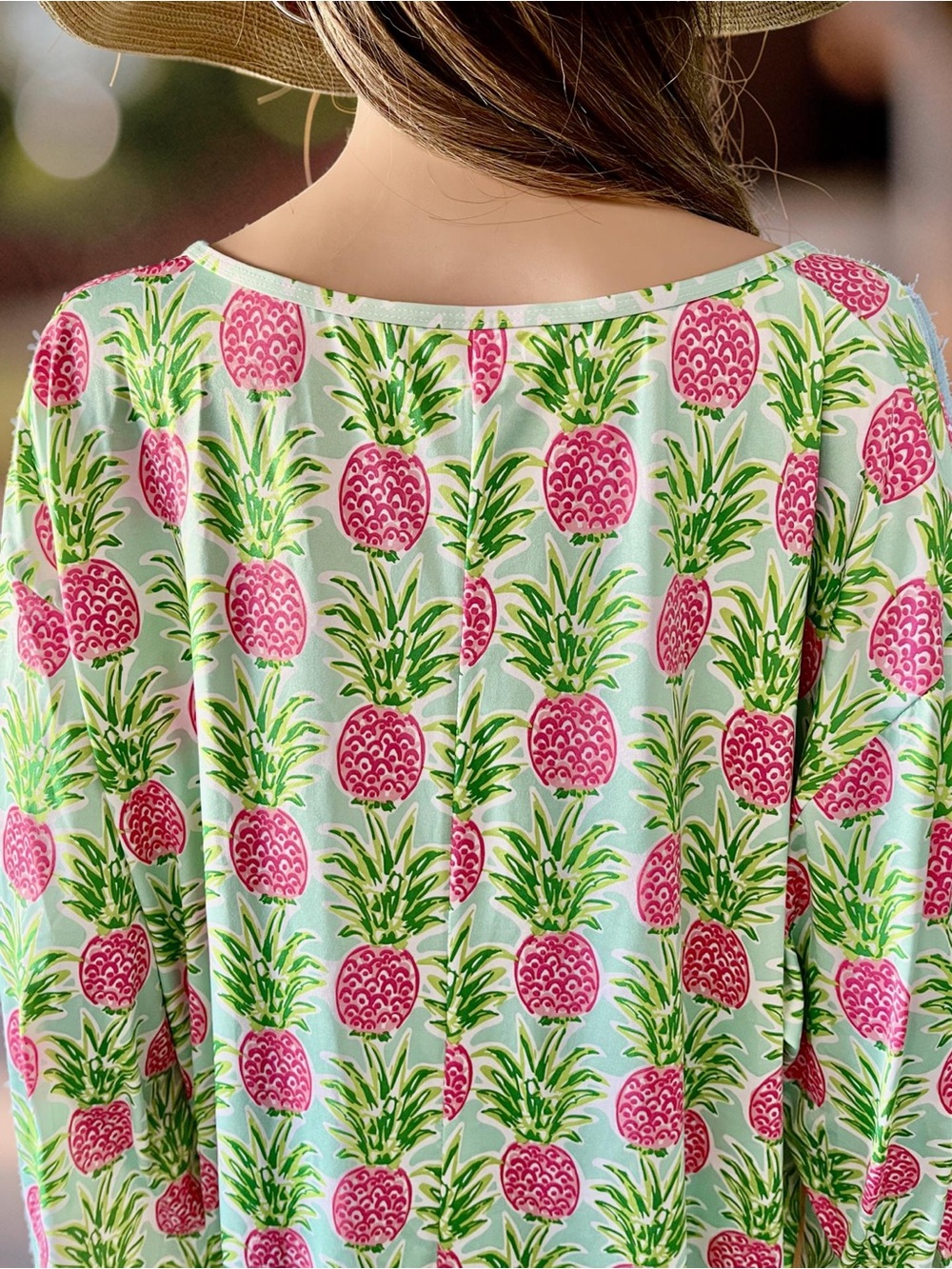 Viv & Lou Pineapple Print Kaftan Dress XXL Tropical Resort Vacation Cover Up - Picture 4 of 8